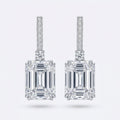 Lange zilverkleurige oorbellen met rechthoekige stenen voor dames. Earrings by Tina
