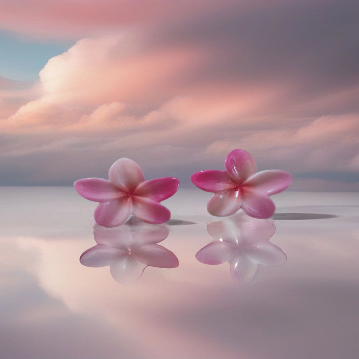 Roze bloemenoorbellen van 3 cm met een romantisch ontwerp. Earrings by Tina
