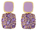Lila Statement Oorbellen met Strassdetails. Earrings by Tina