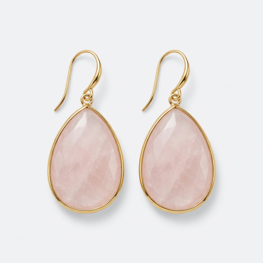 Quartz roze oorbellen