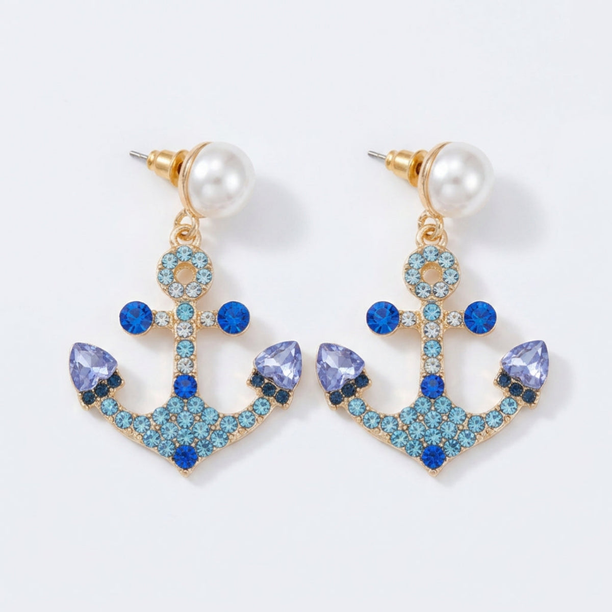 Maritieme Anker Oorbellen met Blauwe Details van Earrings by Tina